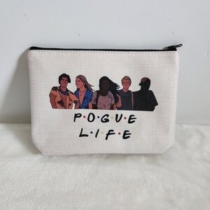 POGUE LIFE Outerbanks White Tweed Canvas Pouch Cosmetic Bag NWT